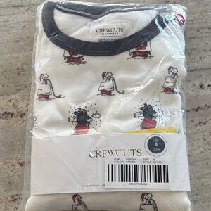 Crewcuts Santa Print Pajama Set - White and Red